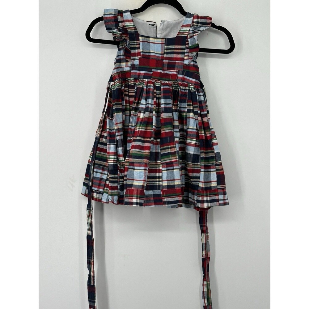 Kelly’s Kids‎ Girls Preppy Plaid Patchwork Madras Short Sleeved Dress size 4-5